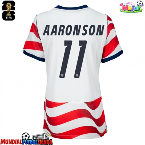 Camiseta Estados Unidos Brenden Aaronson #11 Primera Equipación Replica Mundial 2026 para mujer mangas cortas